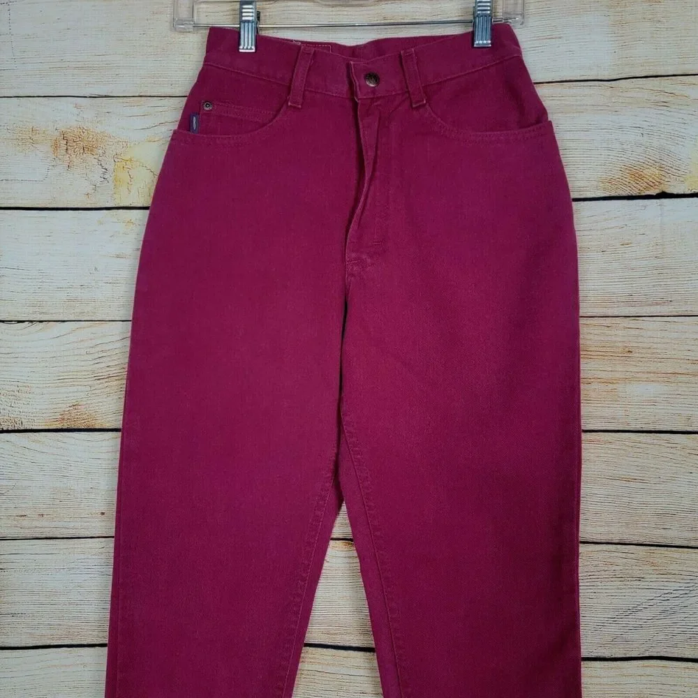 Vintage Lee Riders Jeans Girls Size 16 Slim Easy Fit‎ Rose Red Tapered Leg Mom